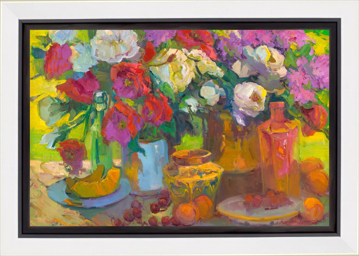 Cantaloupe and Roses