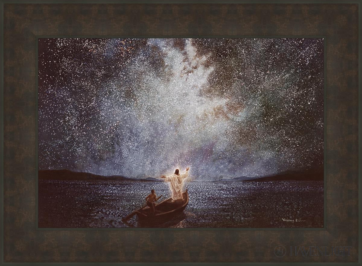 Calm And Stars Open Edition Canvas / 30 X 20 Bronze Frame 37 3/4 27 Art