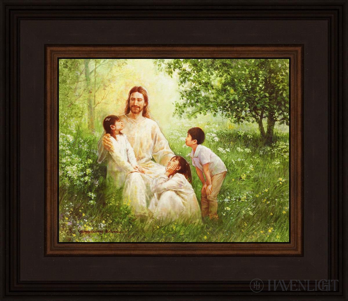 Christ With Asian Children Open Edition Print / 10 X 8 Brown 14 3/4 12 Art