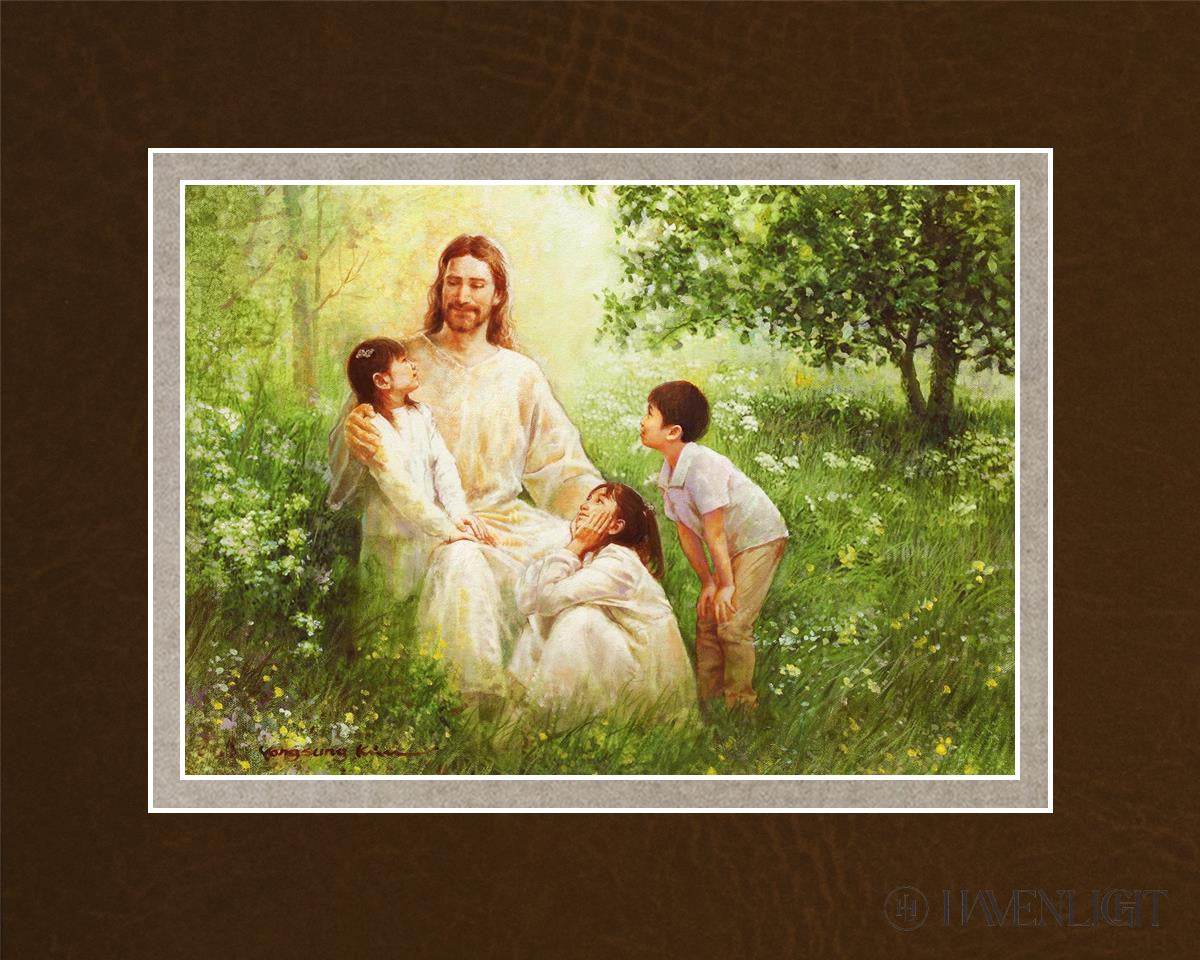 Christ With Asian Children Open Edition Print / 7 X 5 Matted To 10 8 Art