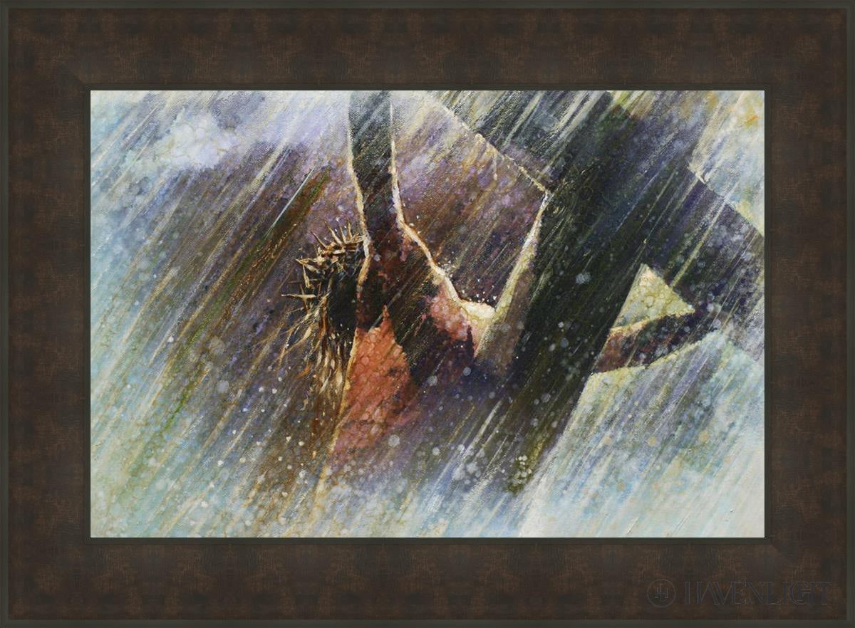 Crucifixion Open Edition Canvas / 30 X 20 Bronze Frame 37 3/4 27 Art