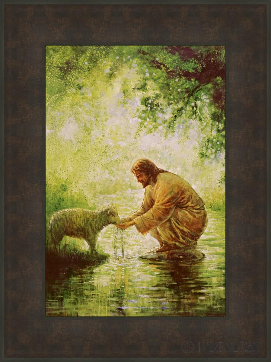 Gentle Shepherd Open Edition Canvas / 16 X 24 Bronze Frame 23 3/4 31 Art