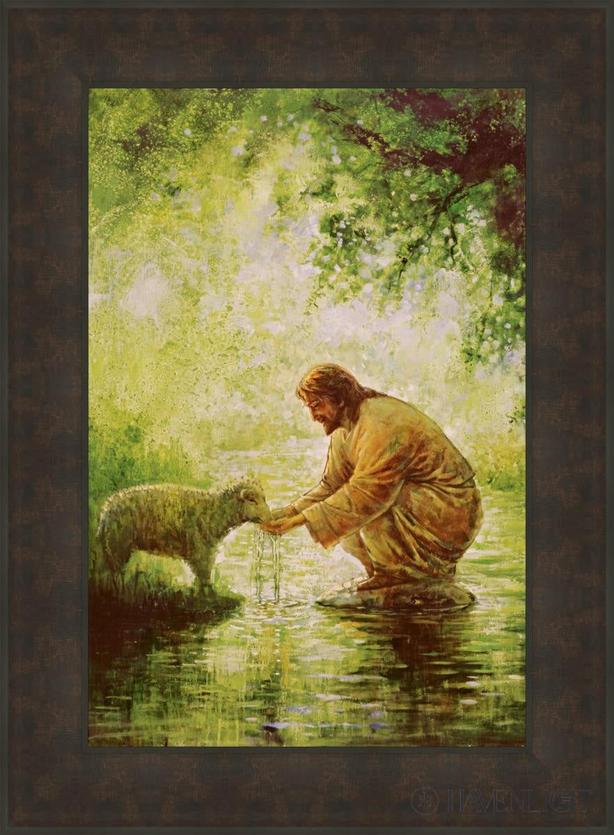 Gentle Shepherd Open Edition Canvas / 20 X 30 Bronze Frame 27 3/4 37 Art
