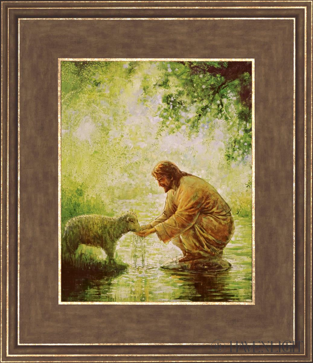 Gentle Shepherd Open Edition Print / 8 X 10 Gold 12 3/4 14 Art