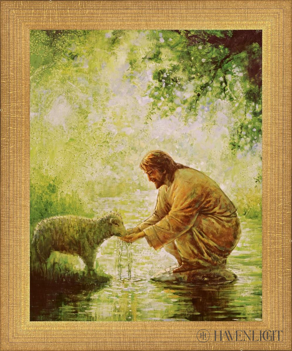 Gentle Shepherd Open Edition Print / 8 X 10 Matte Gold 9 3/4 11 Art