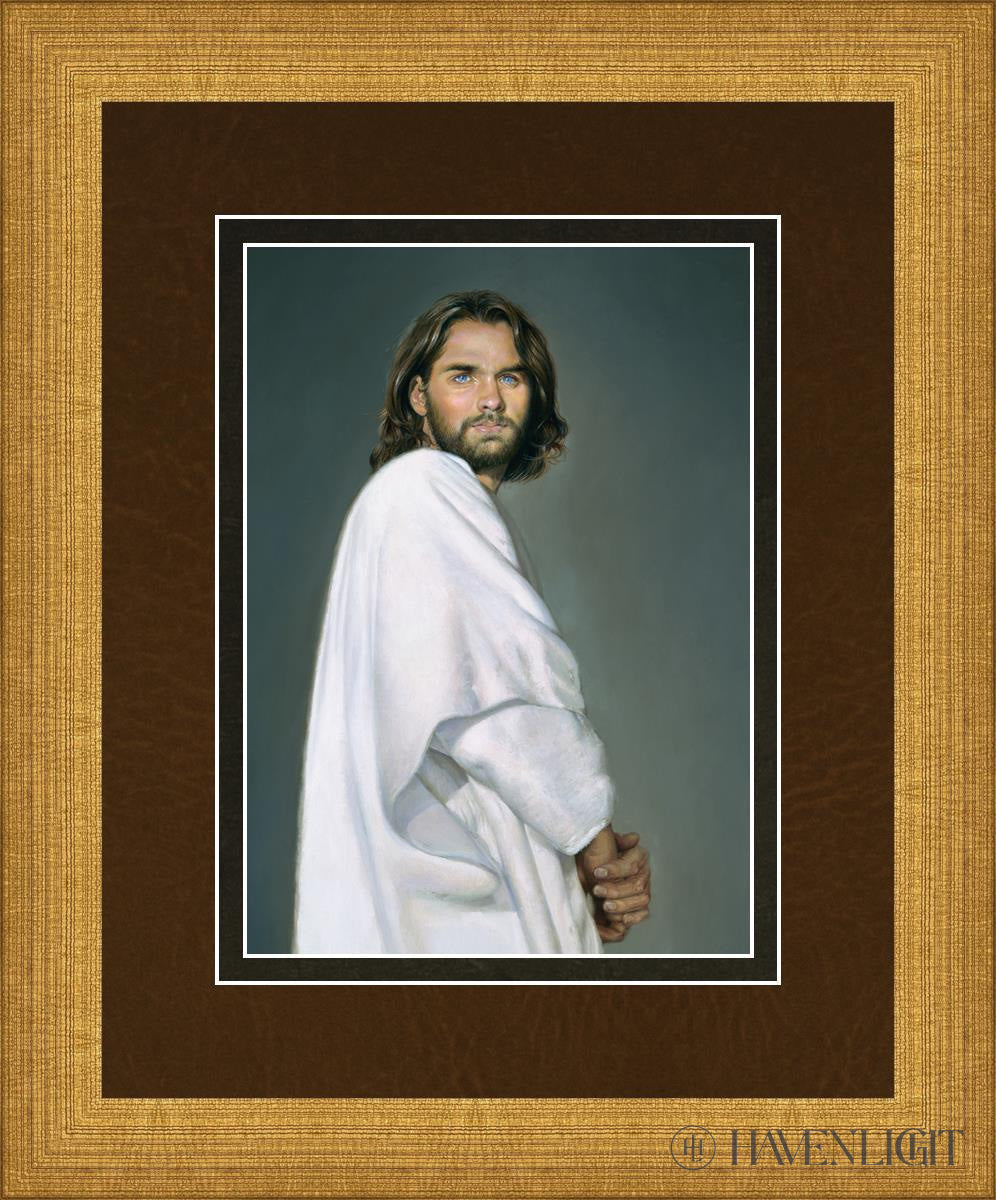 Jesus Open Edition Print / 5 X 7 Matte Gold 9 3/4 11 Art