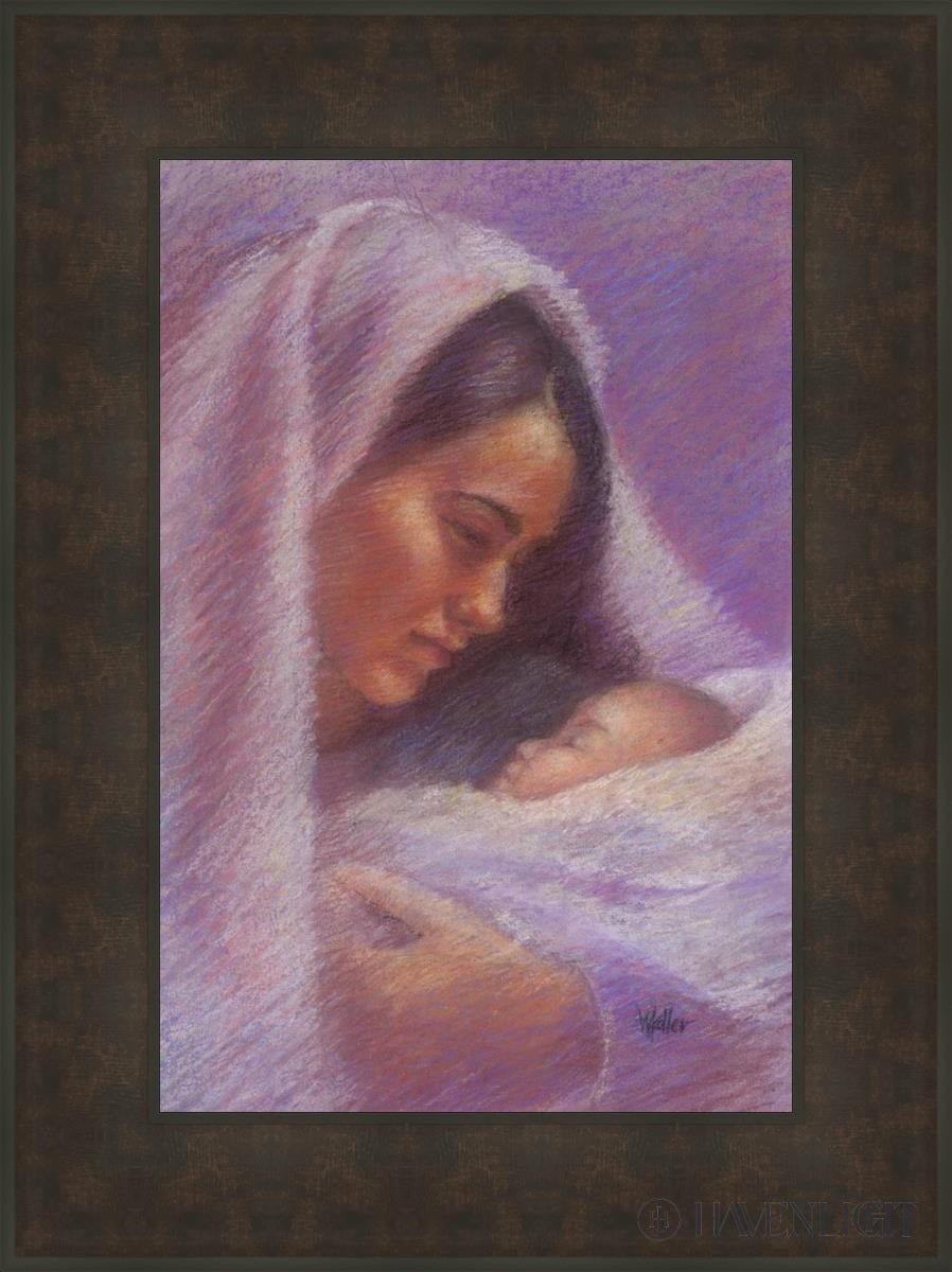 Mary & Jesus Pastel Open Edition Canvas / 16 X 24 Bronze Frame 23 3/4 31 Art