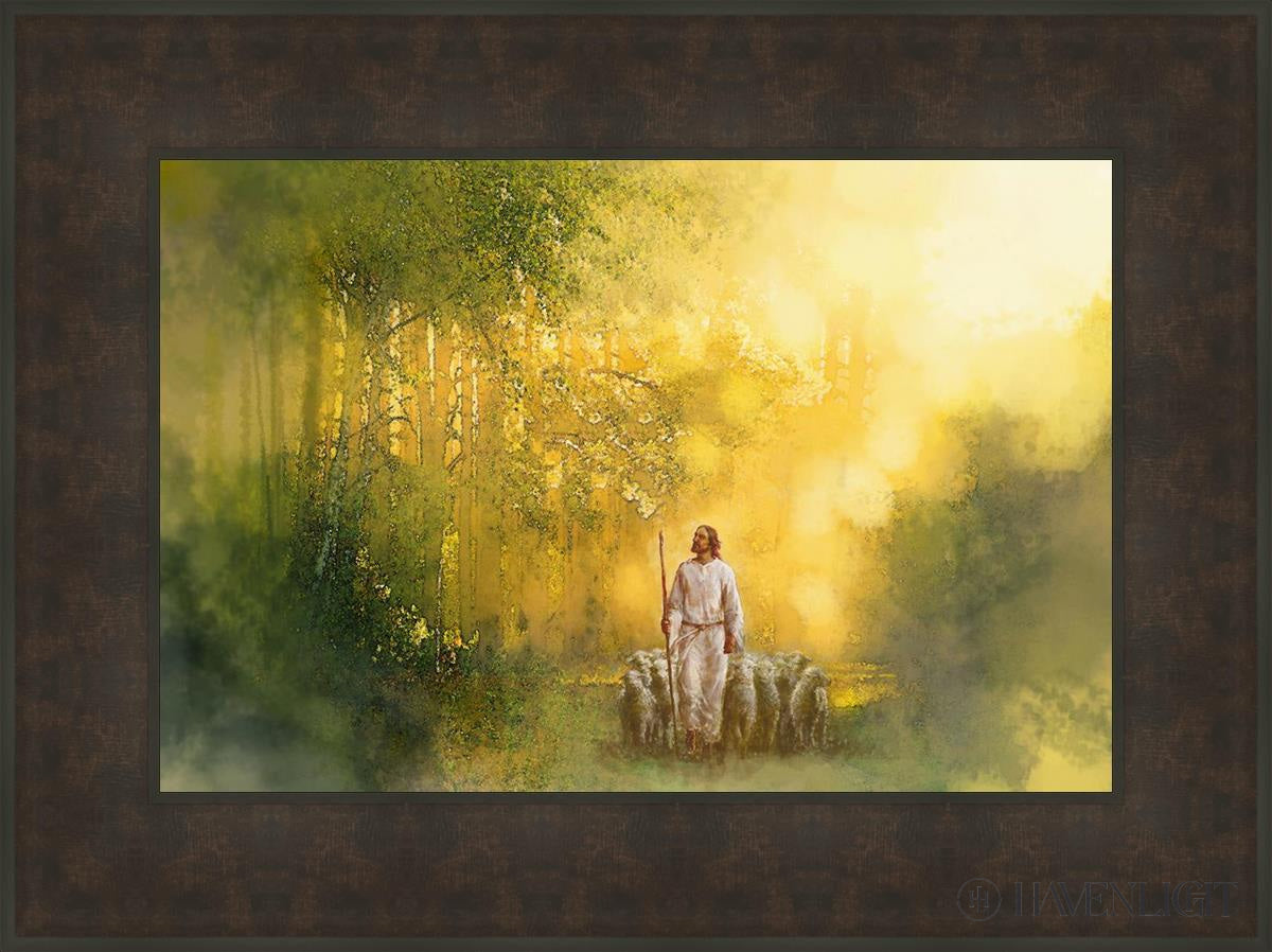 The Lord Is My Shepherd Open Edition Canvas / 24 X 16 Bronze Frame 31 3/4 23 Art