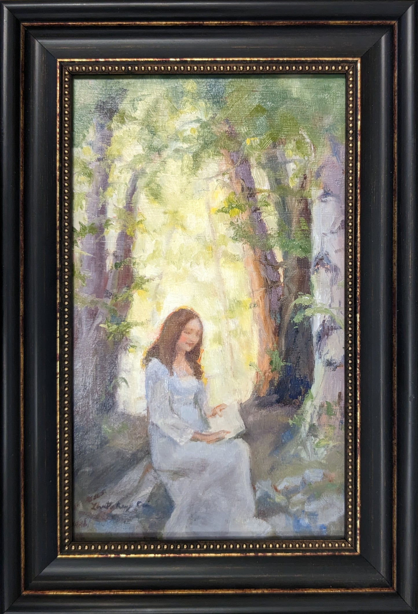 Reading in the Woods Original Artwork