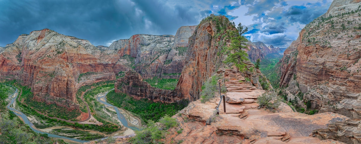 Angels Landing Panoramic Large Wall Art Open Edition Canvas / 55 X 22 Rolled In Tube