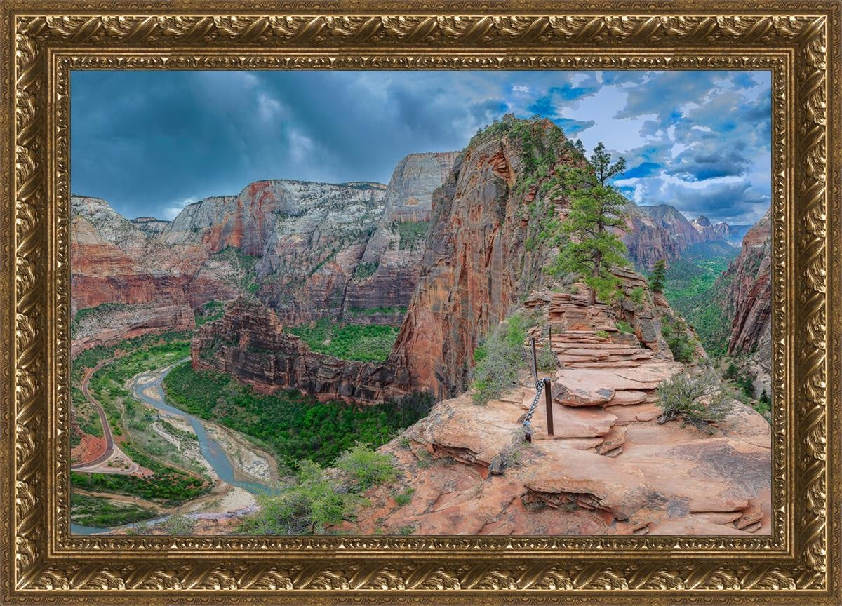 Angels Landing Panoramic Open Edition Canvas / 30 X 20 Gold 35 3/4 25 Art