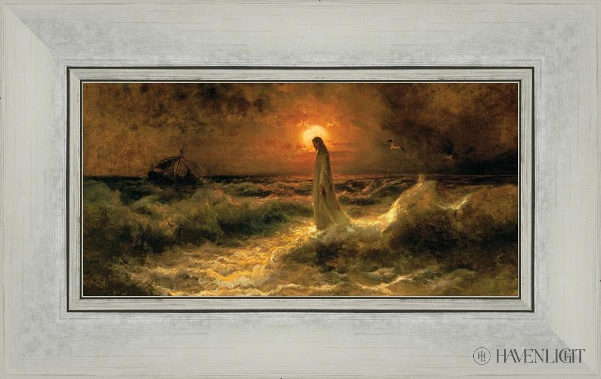 Christ Walking On The Water Open Edition Canvas / 12 X 6 Silver 16 1/4 10 Art