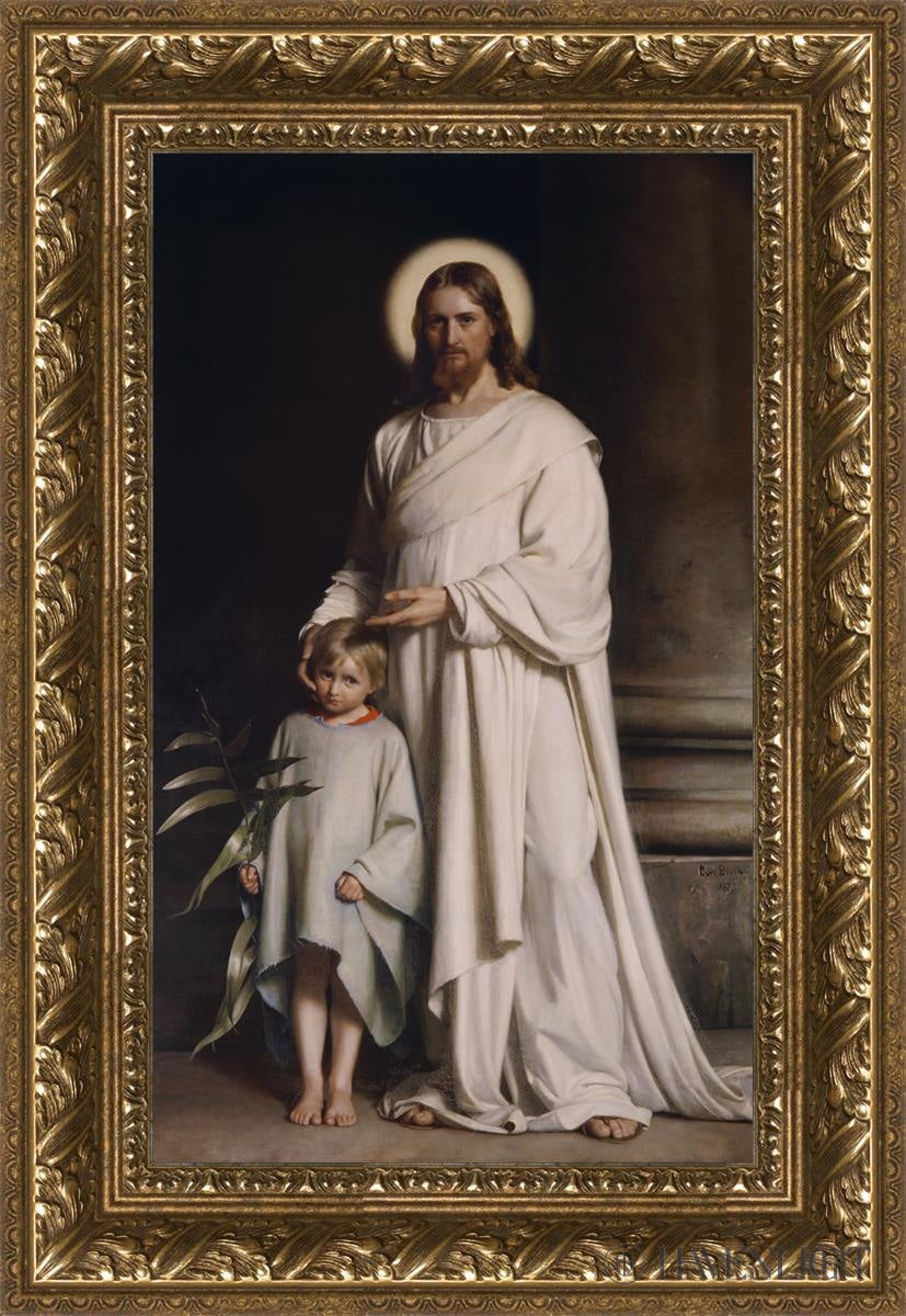 Christ With Boy Open Edition Canvas / 12 X 20 Gold 17 3/4 25 Art