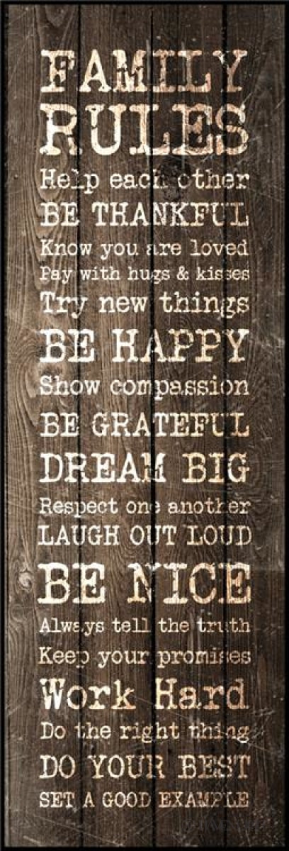 Family Rules Open Edition Print / 8 X 24 On Board Art