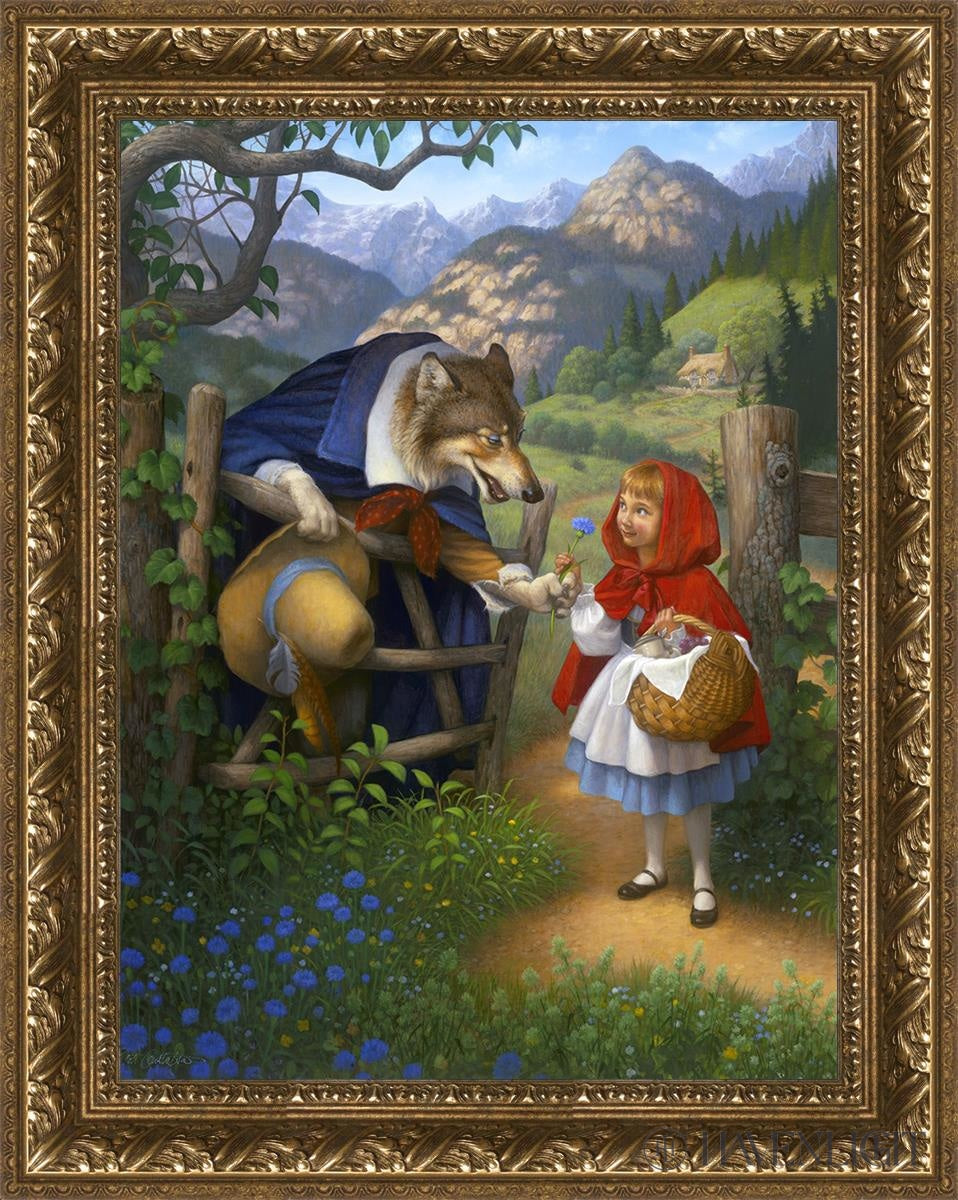 Little Red Riding Hood Meets The Wolf Open Edition Canvas / 18 X 24 Gold 23 3/4 29 Art
