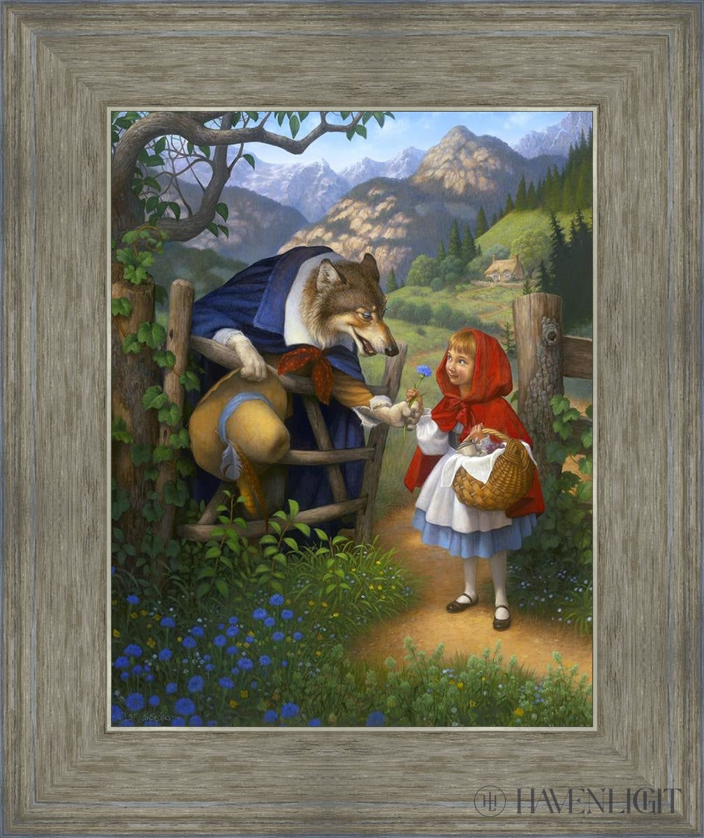 Little Red Riding Hood Meets The Wolf Open Edition Print / 11 X 14 Gray 15 3/4 18 Art
