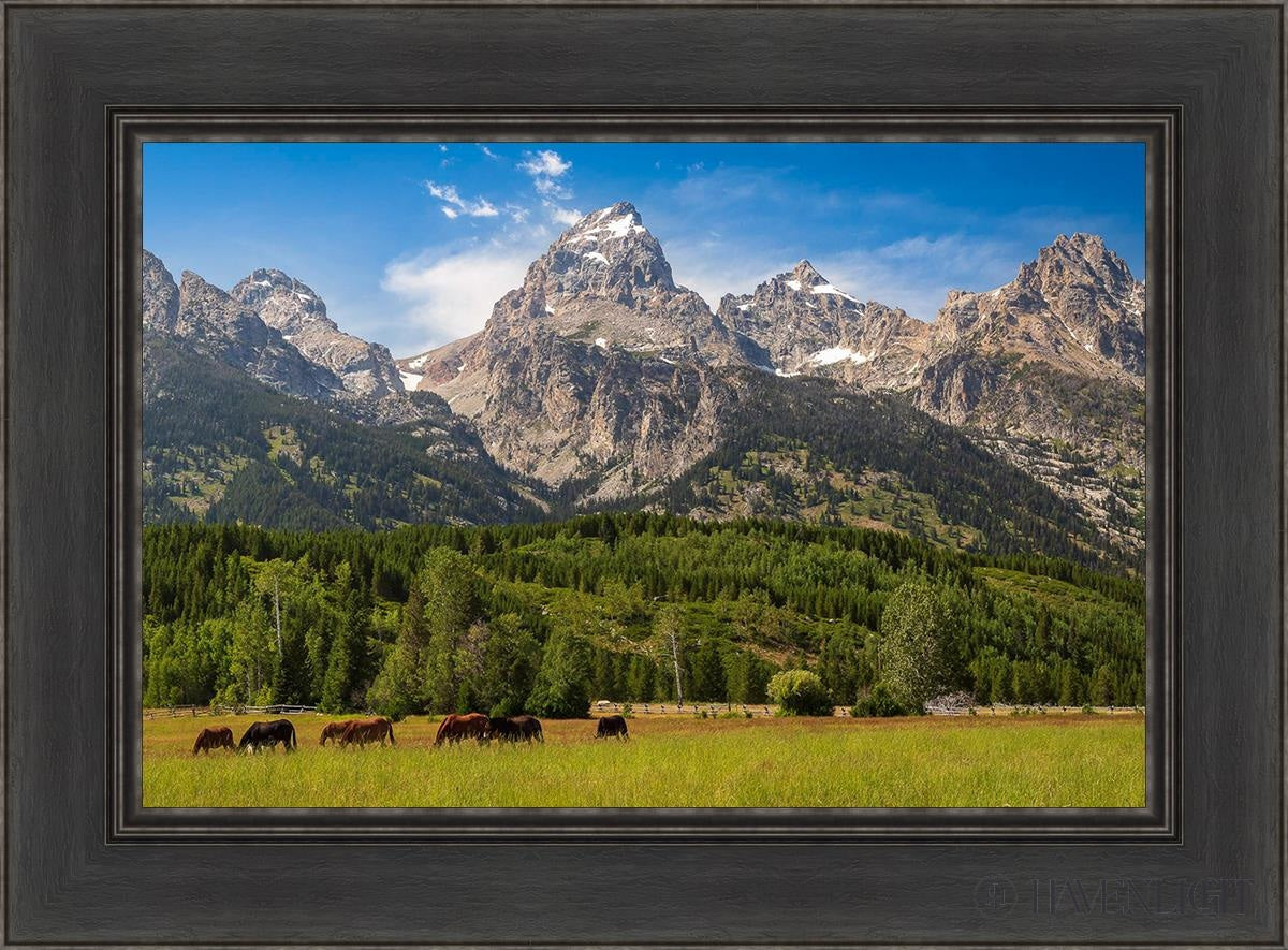 Panorama Of Grand Teton Mountain Range Wyoming Open Edition Canvas / 24 X 16 Black 30 1/2 22 Art