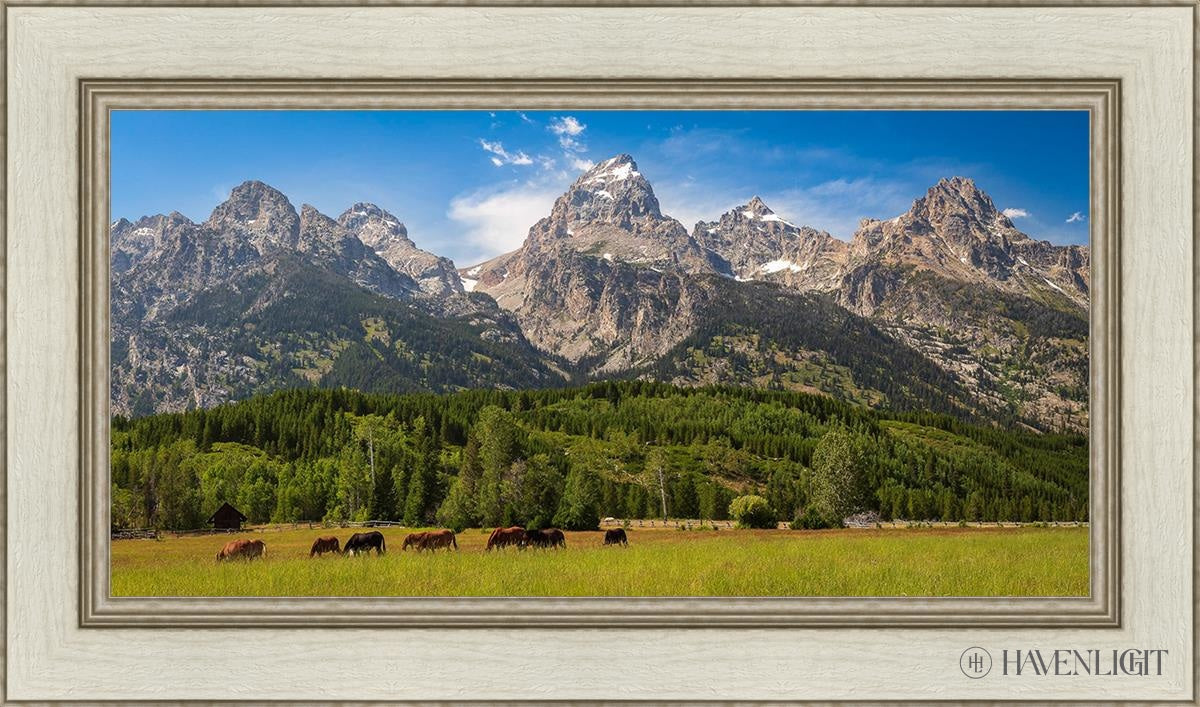Panorama Of Grand Teton Mountain Range Wyoming Open Edition Canvas / 30 X 15 Ivory 36 1/2 21 Art