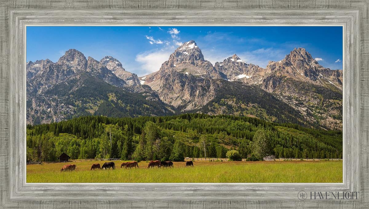 Panorama Of Grand Teton Mountain Range Wyoming Open Edition Canvas / 30 X 15 Silver 34 3/4 19 Art
