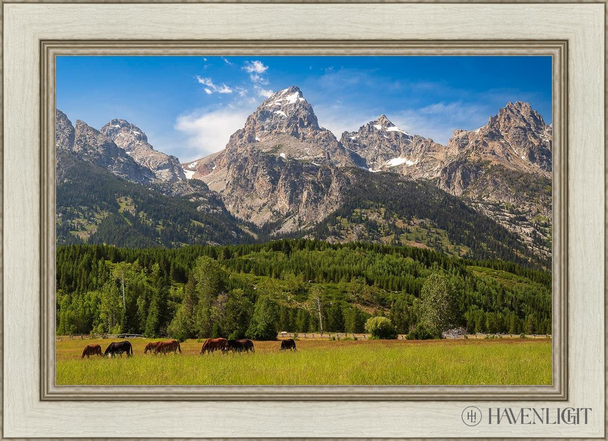 Panorama Of Grand Teton Mountain Range Wyoming Open Edition Canvas / 30 X 20 Ivory 36 1/2 26 Art