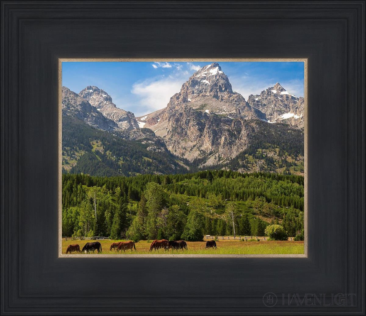 Panorama Of Grand Teton Mountain Range Wyoming Open Edition Print / 10 X 8 Black 14 3/4 12 Art