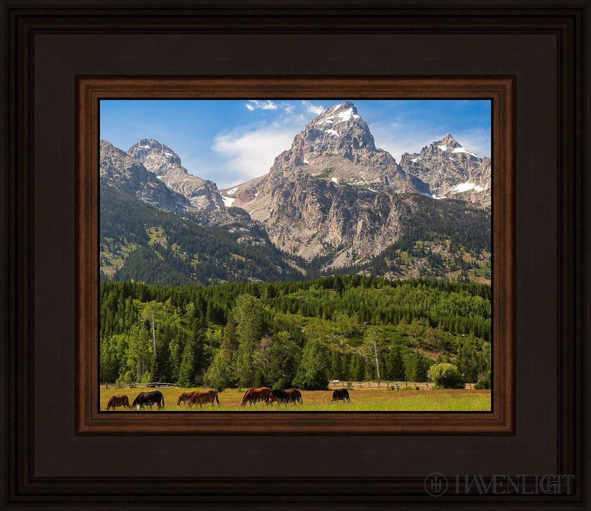 Panorama Of Grand Teton Mountain Range Wyoming Open Edition Print / 10 X 8 Brown 14 3/4 12 Art