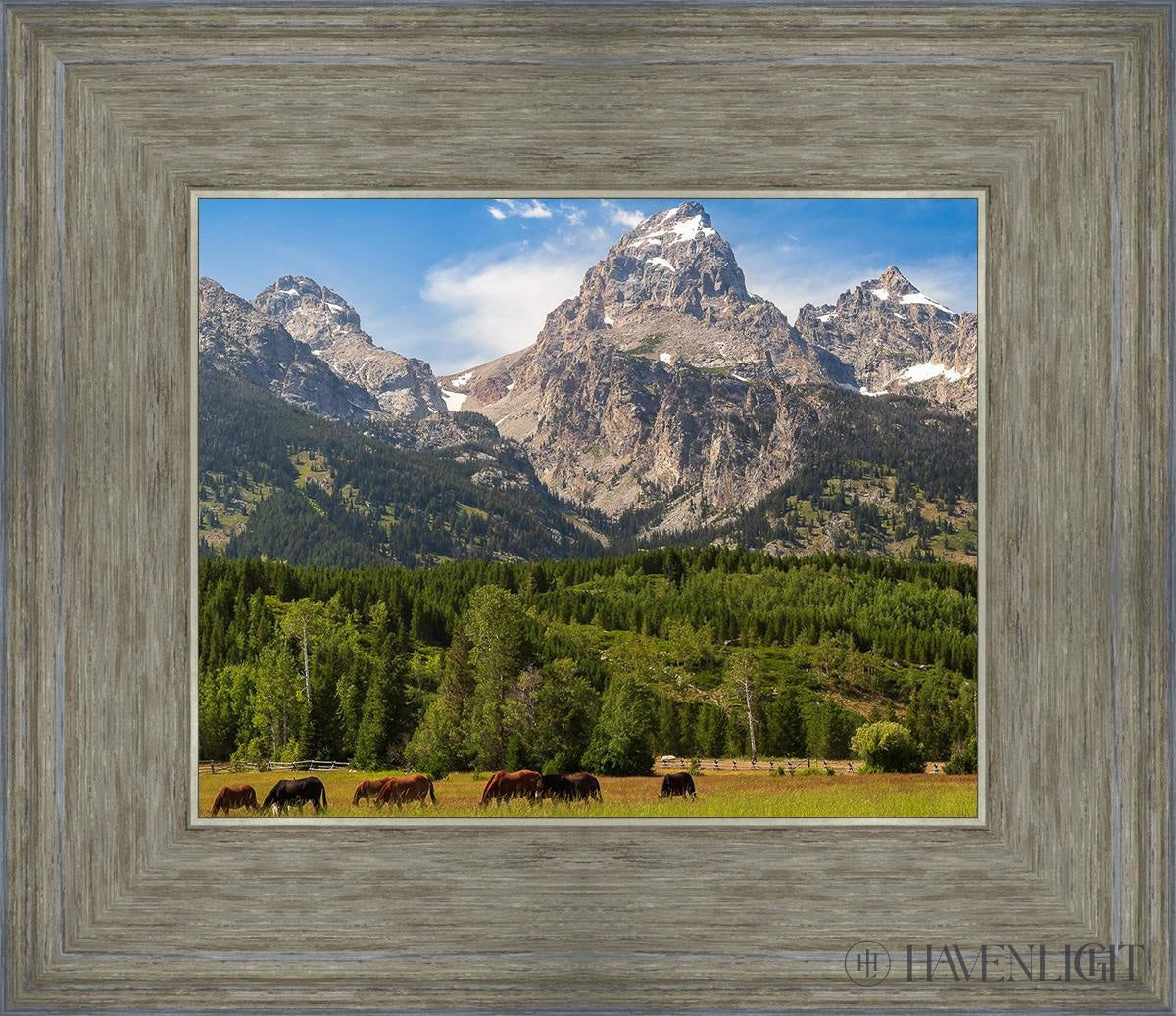 Panorama Of Grand Teton Mountain Range Wyoming Open Edition Print / 10 X 8 Gray 14 3/4 12 Art