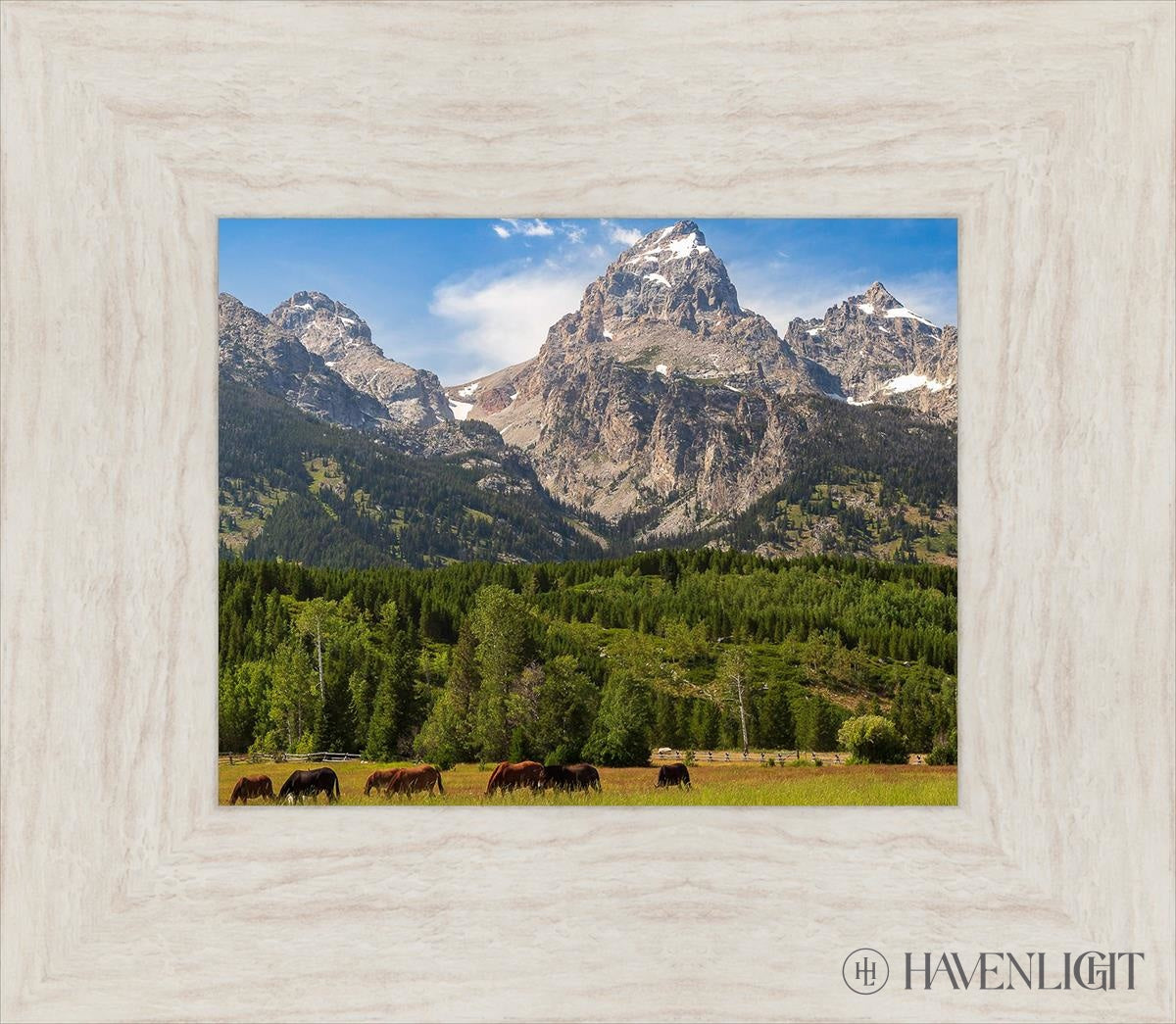 Panorama Of Grand Teton Mountain Range Wyoming Open Edition Print / 10 X 8 Ivory 15 1/2 13 Art