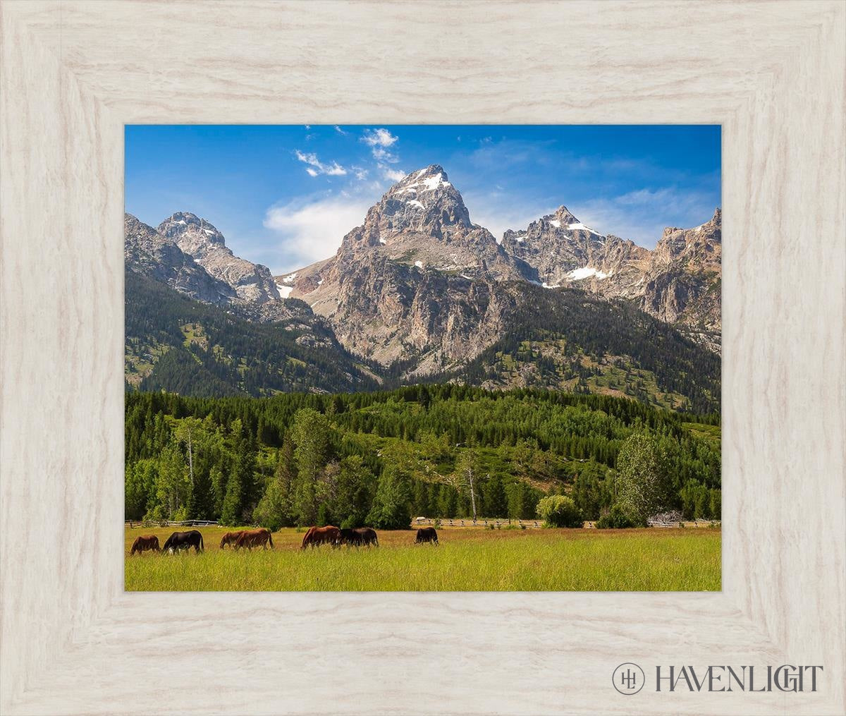 Panorama Of Grand Teton Mountain Range Wyoming Open Edition Print / 14 X 11 Ivory 19 1/2 16 Art