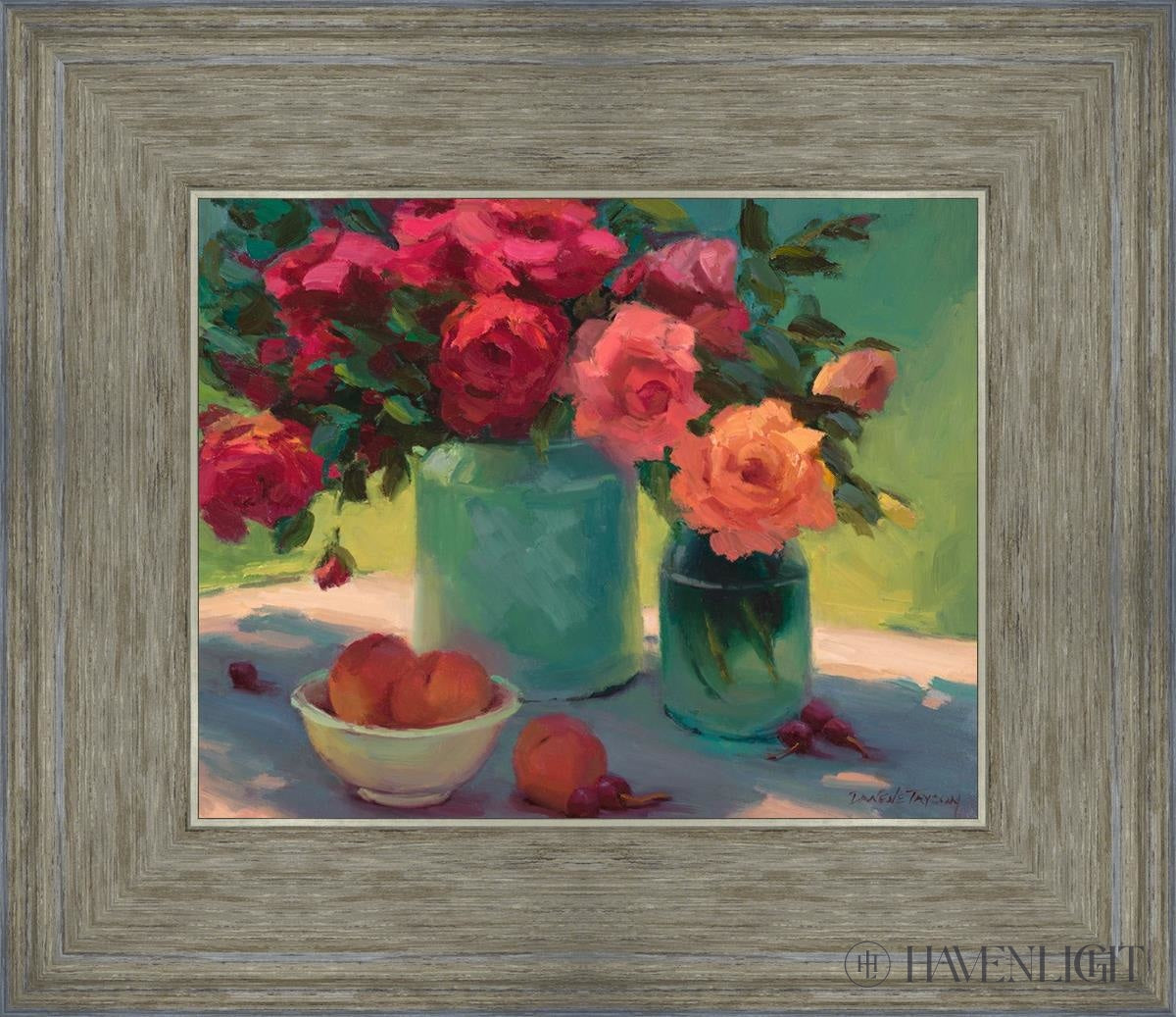 Roses In Early Light Open Edition Print / 10 X 8 Gray 14 3/4 12 Art