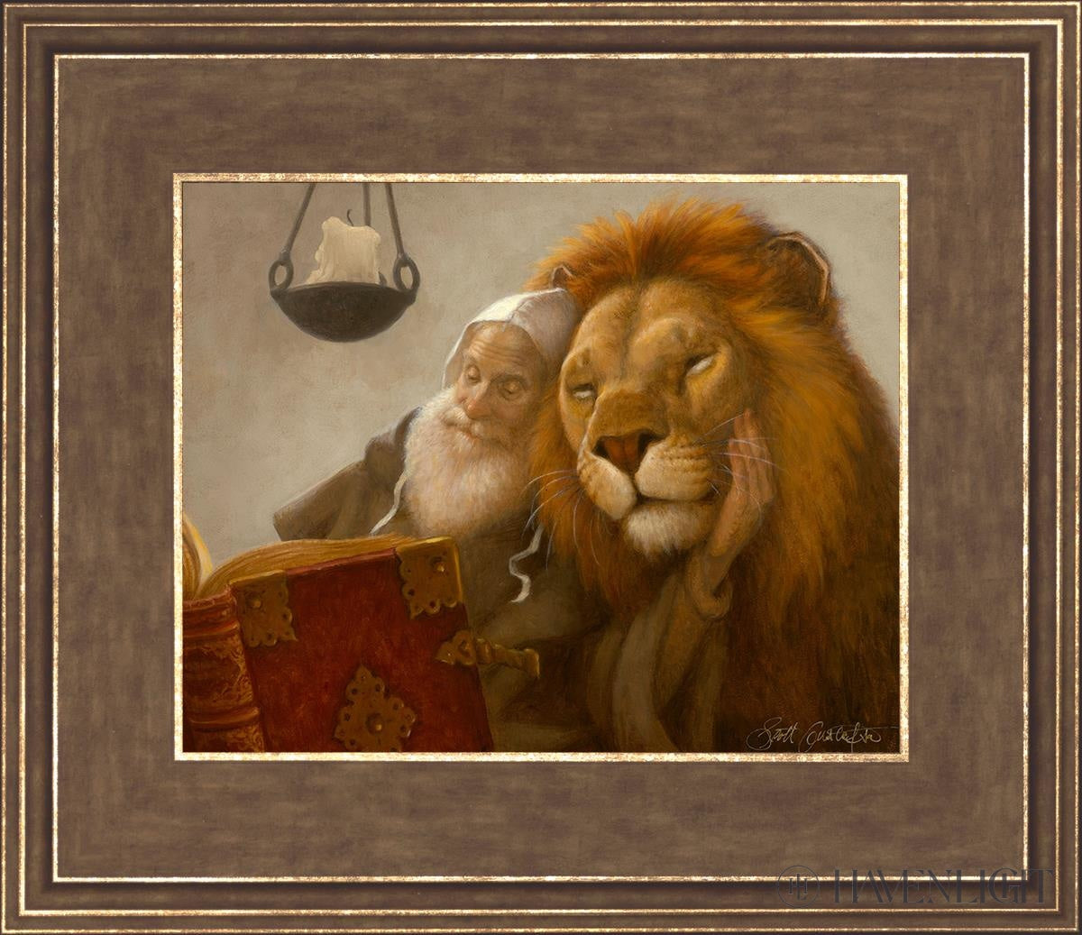 St. Jerome And The Lion Open Edition Print / 10 X 8 Gold 14 3/4 12 Art