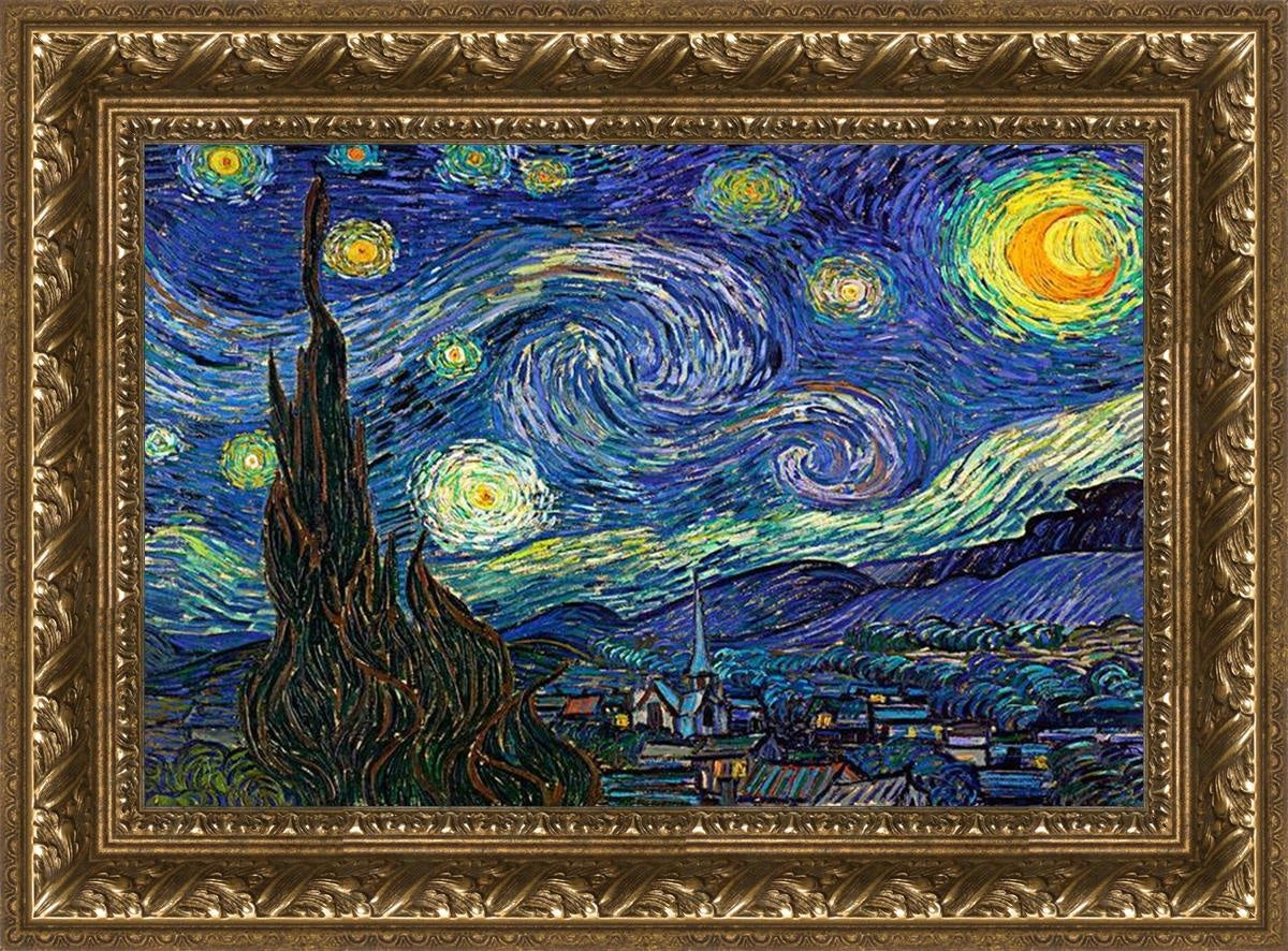 Starry Night Open Edition Print / 21 X 14 Gold 26 3/4 19 Art