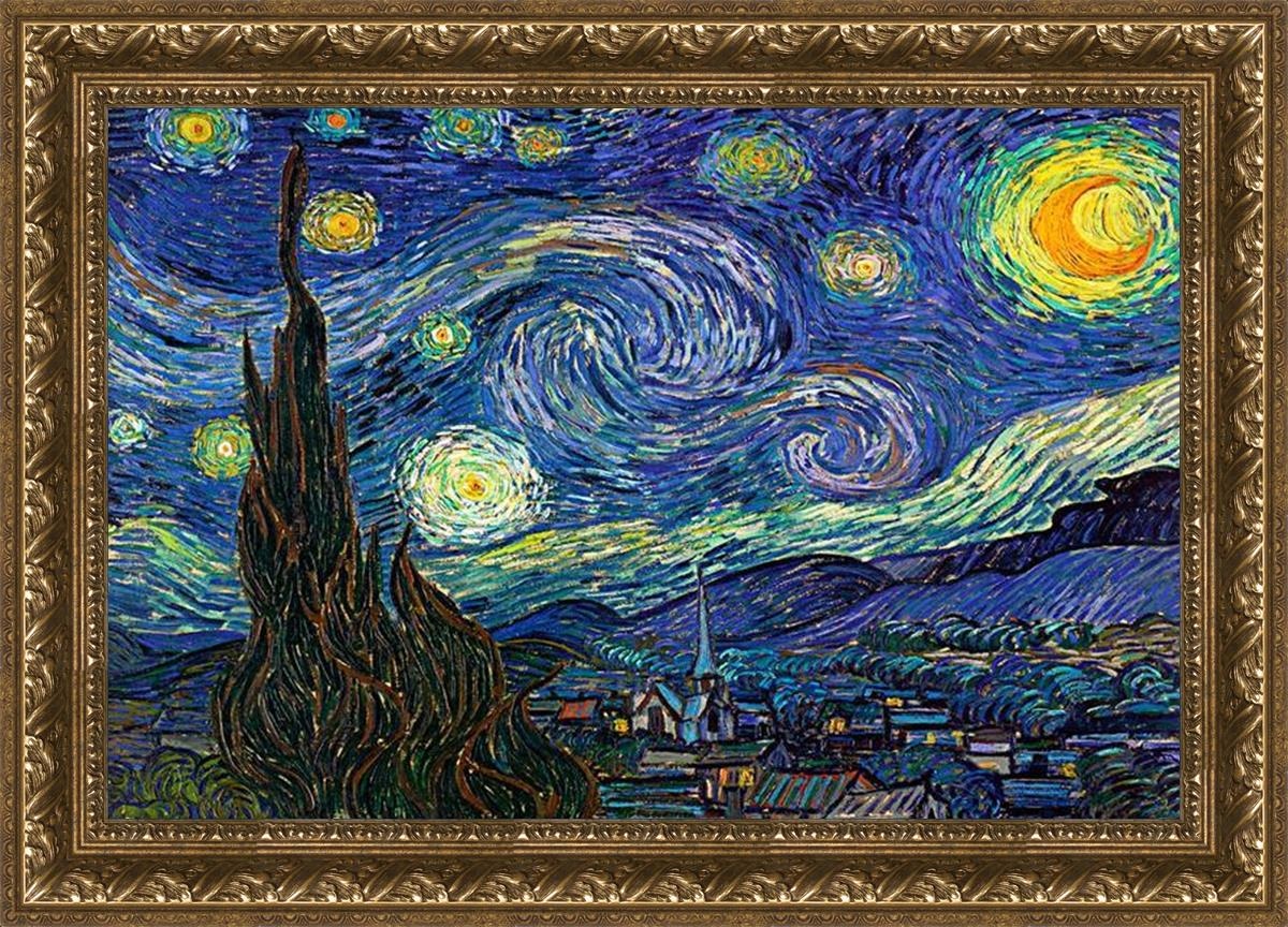 Starry Night Open Edition Print / 30 X 20 Gold 35 3/4 25 Art