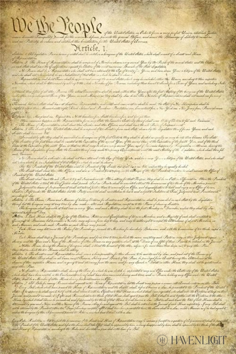 Us Constitution Open Edition Print / 11 X 14 Frame A 20 1/4 17 Art