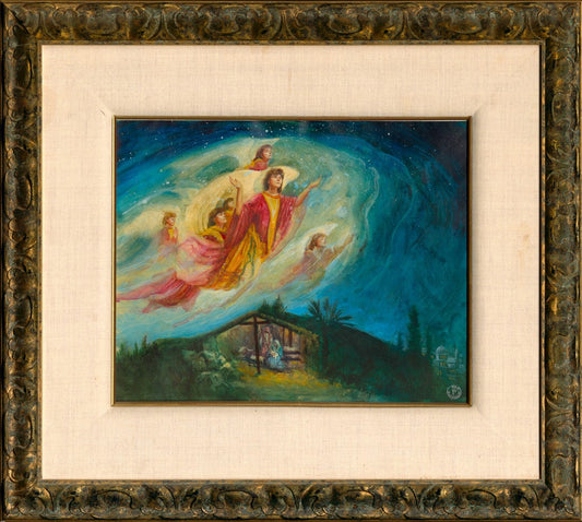 Angel Over Manger Original Artwork