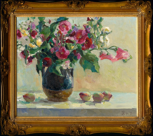 Chinese Peaches and Wildflowers Original Artwork