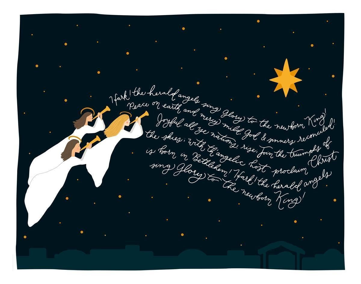 Hark The Herald Angels Sing - Gallery Wrapped Canvas / 14 X 11 / Gallery  Wrap, image size:1200x943