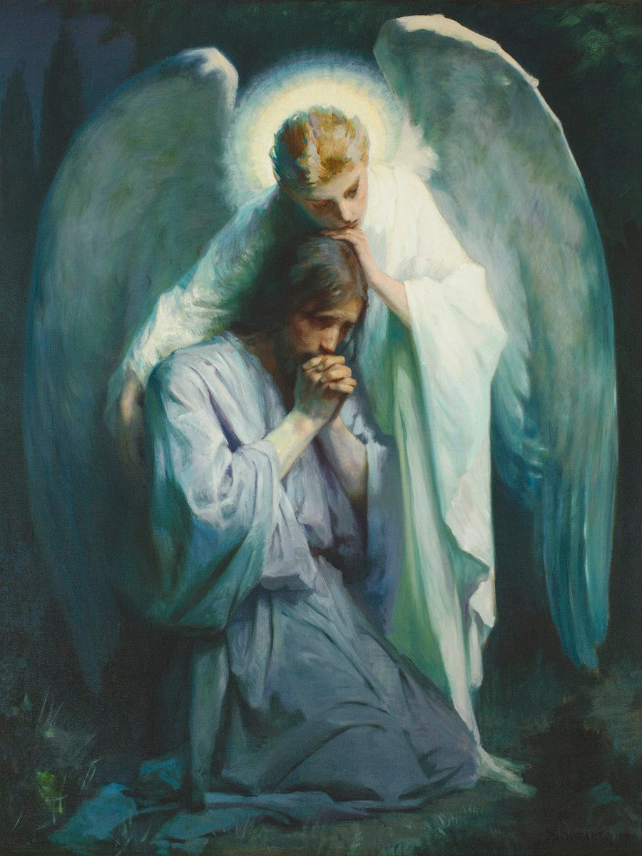 agony in the garden by frans schwartz angel with wings consoling