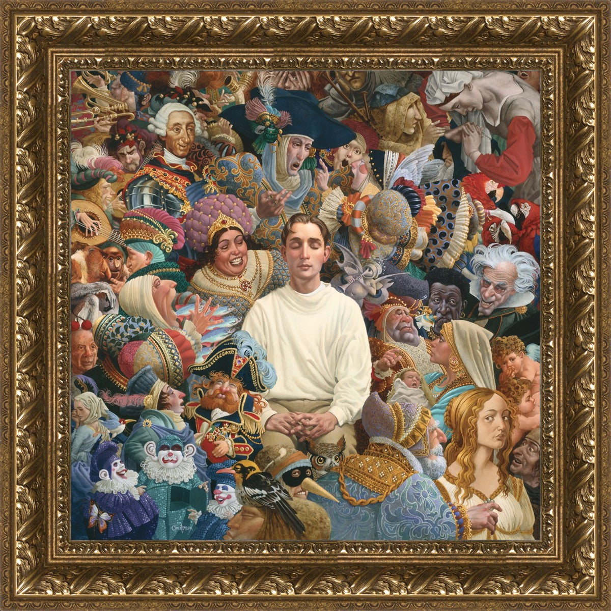 絵画 Listening The Listener by James Christensen Man sitting in the middle of a