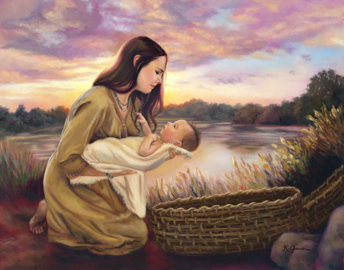 絵画 BABY BABY Surrender by Katie Garner mirriam placing baby moses into basket
