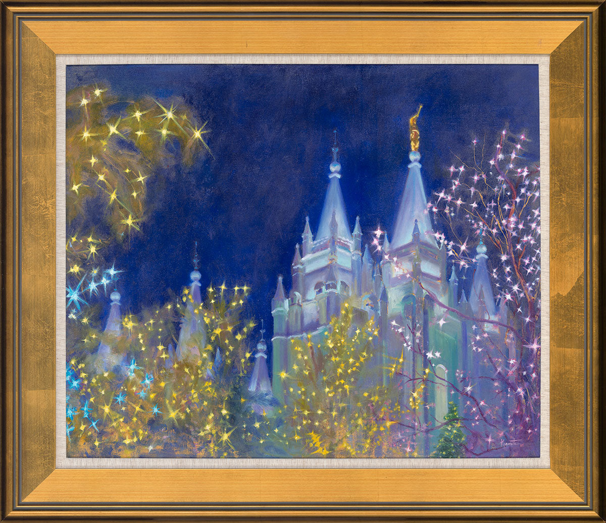 Salt Lake City Temple Lights Original Artwork