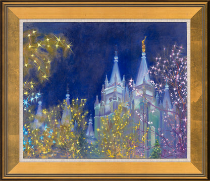 Salt Lake City Temple Lights Original Artwork