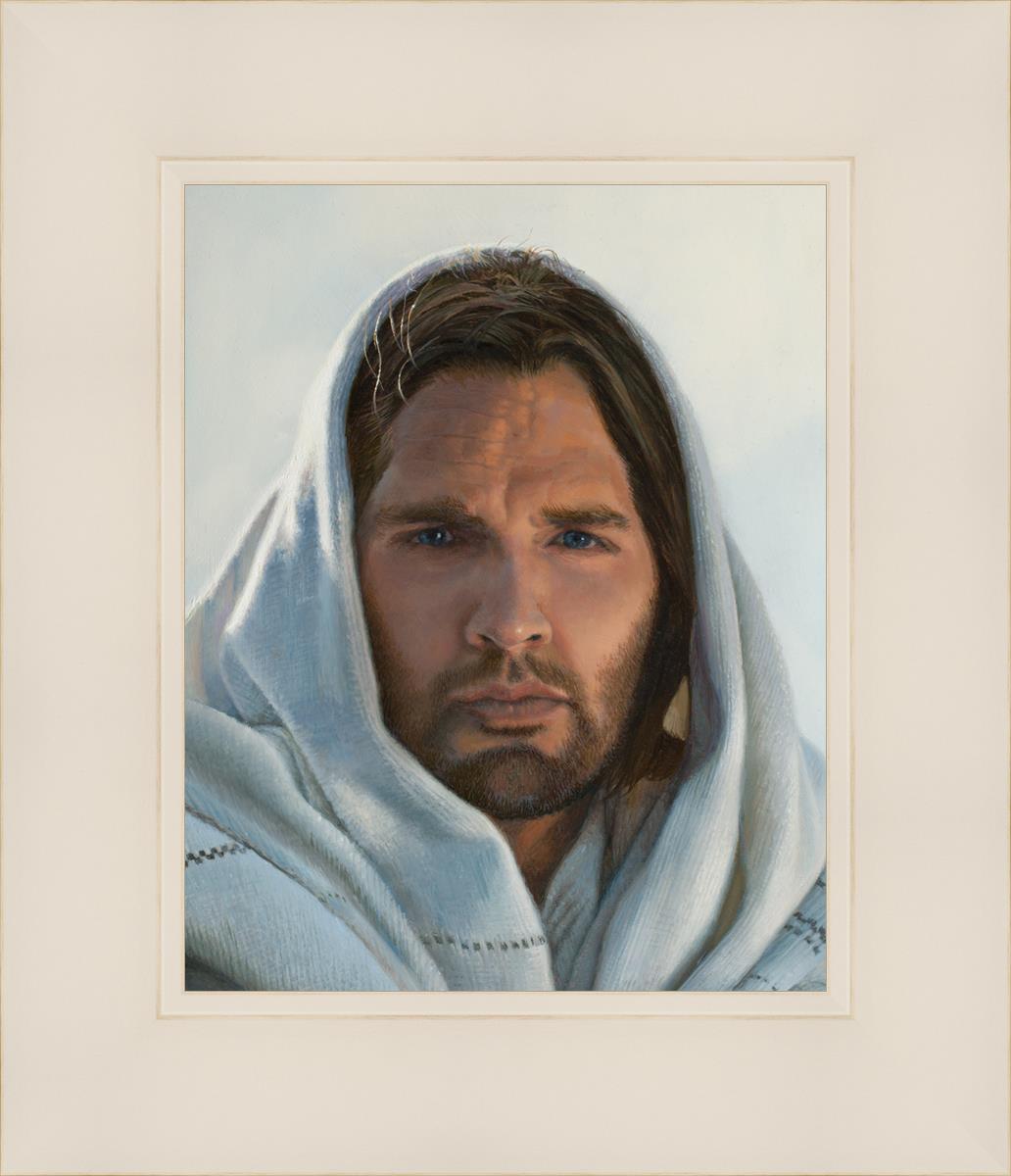 learn of me by liz lemon swindle portraid jesus christ white hood