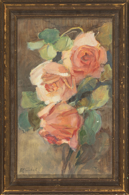 Red Roses Oil on Paper Original Artwork