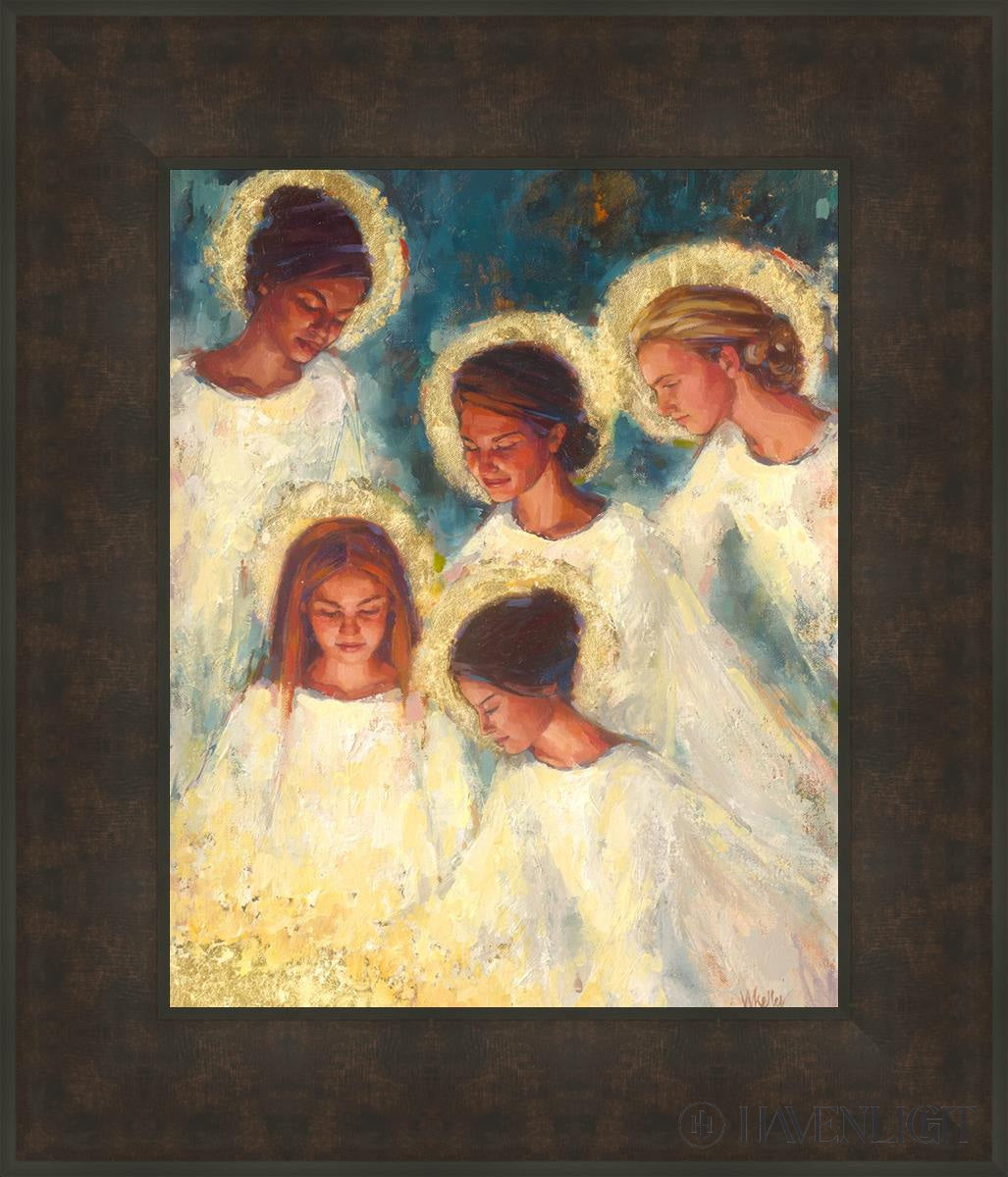 Angels Open Edition Print / 16 X 20 Bronze Frame 23 3/4 27 Art