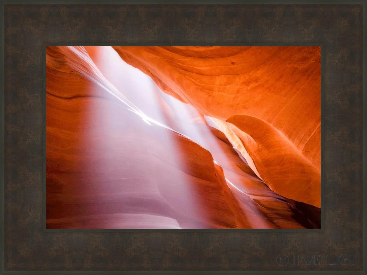 Antelope Canyon Light Shafts Open Edition Canvas / 24 X 16 Bronze Frame 31 3/4 23 Art