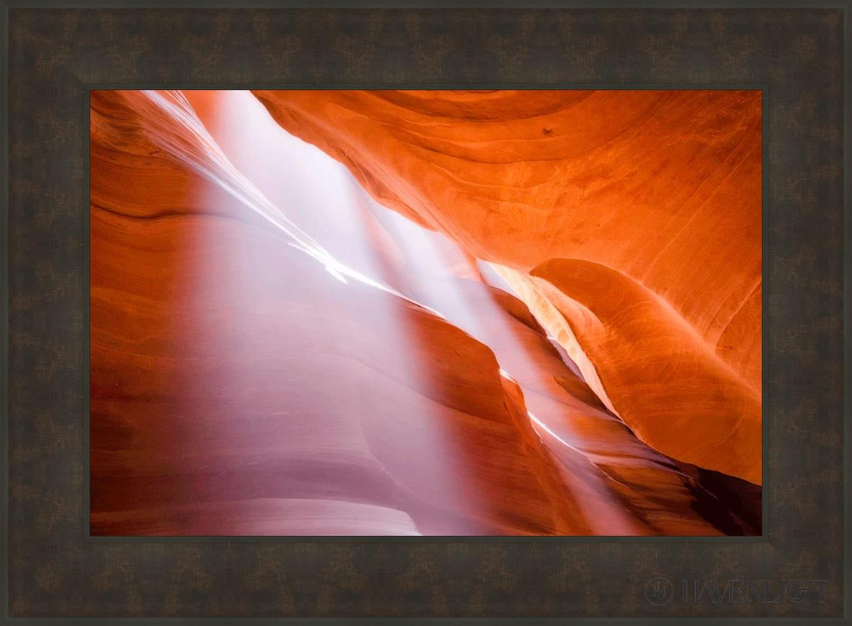 Antelope Canyon Light Shafts Open Edition Canvas / 30 X 20 Bronze Frame 37 3/4 27 Art