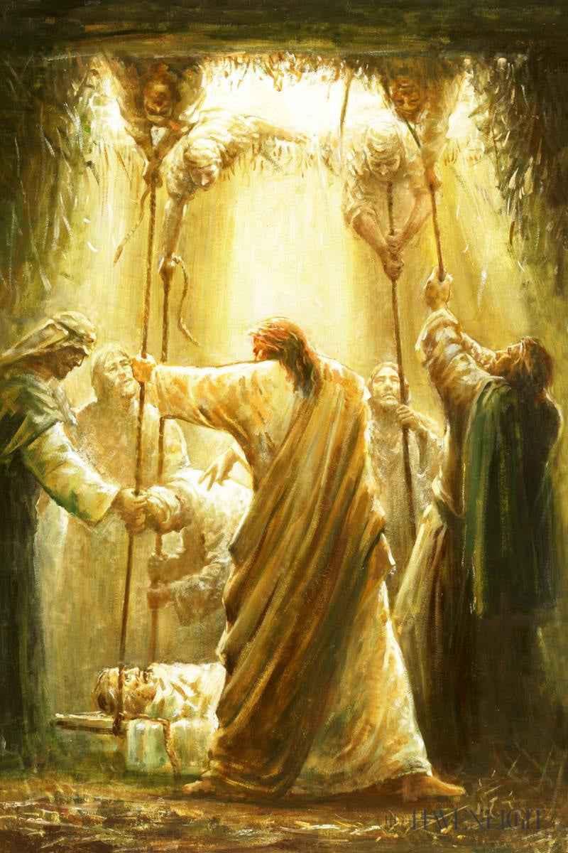 Arise, Take Your Bed and Walk is a painting that depicts Jesus Christ healing the man with palsy - Yongsung Kim | Havenlight | Christian Artwork