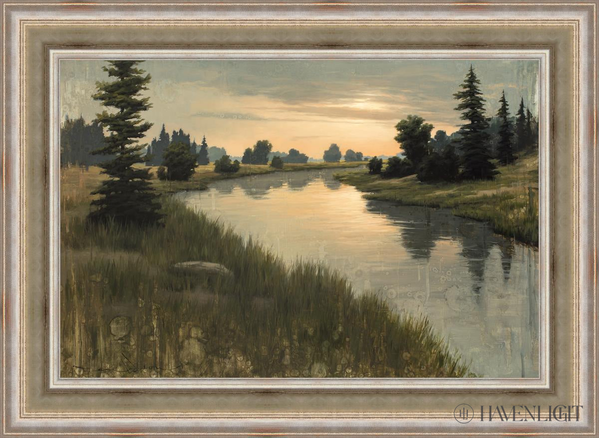 Calming Dusk Open Edition Canvas / 36 X 24 Colonial Silver Metal Leaf 44 3/4 32 Art