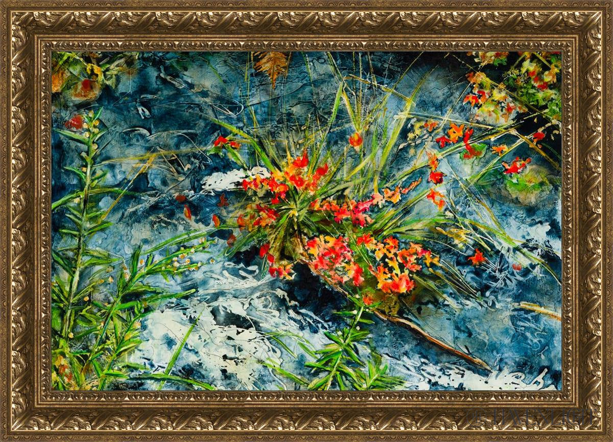 Cascade Flowers Open Edition Canvas / 30 X 20 Gold 35 3/4 25 Art